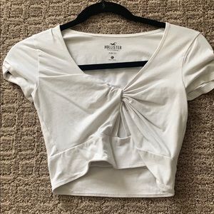 White Hollister Twist Front Crop Top